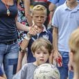 Le prince Henrik de Danemark, 5 ans, le 2 août 2014 au Grand Prix historique de Copenhague, que le prince Joachim de Danemark a remporté avec Tom Kristensen le 3 août.