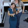 Jessica Biel sur le tournage de New Girl, à Los Angeles, le 4 août 2014.