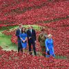 Kate Middleton, le prince William et le prince Harry, guidés par le général Lord Dannatt, constable de la Tour de Londres, ont découvert le 5 août 2014 l'installation "Terres recouvertes de sang et mers de rouge" créée dans le cadre du centenaire de la Première Guerre mondiale. Tous trois ont contribué à l'oeuvre de l'artiste Paul Cummins et du designer Tom Piper en plantant un coquelicot en céramique. Au total, ce sont 888 246 fleurs factices, pour autant de soldats britanniques et du Commonwealth tués lors de la Grande Guerre, qui seront plantées en vue du 11 novembre, annniversaire de l'Armistice.