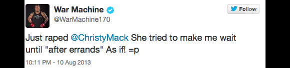 Le tweet controversé de Jon Koppenhaver (War Machine) en 2013 au sujet de sa girlfriend la pornstar Christy Mack
