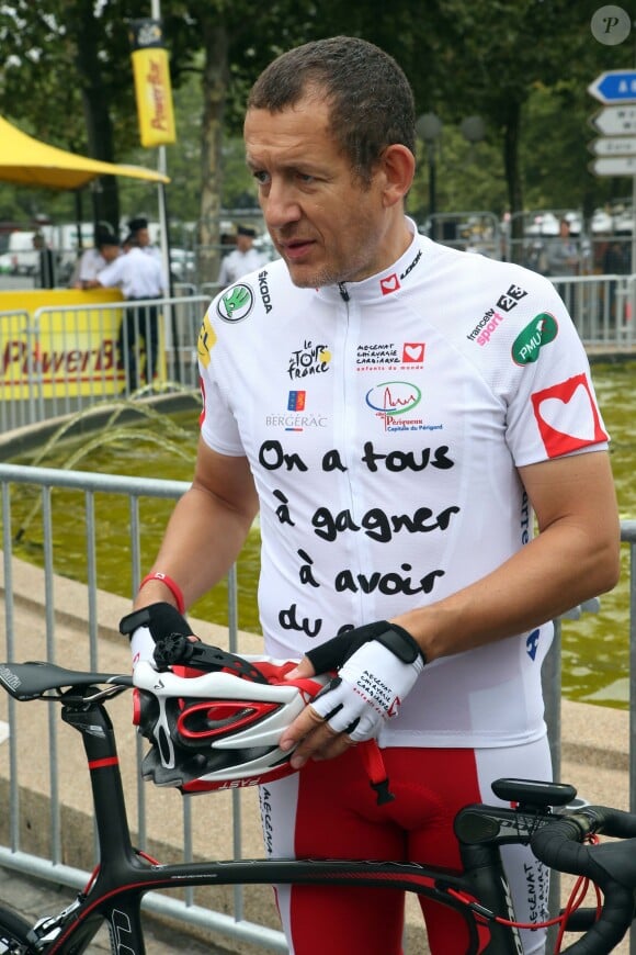 Exclusif - Dany Boon sur la 20e étape du Tour de France, lors de l'Etape du Coeur, pour le compte de Mécénat Chirurgie Cardiaque, à Périgueux, le 26 juillet 2014.