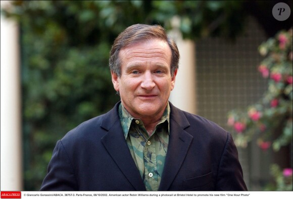 Robin Williams en 2002 à Paris pour la promotion de Photo Obsession
