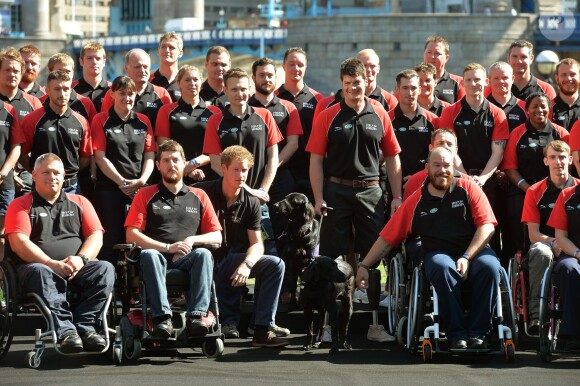 Le prince Harry était présent pour la présentation de l'équipe britannique, riche de 130 représentants, engagée pour les premiers Invictus Games (10-14 septembre 2014), lors d'une conférence de presse à Potters Fields Park à Londres, le 13 août 2014