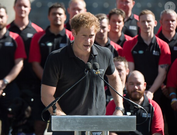 Le prince Harry était présent pour la présentation de l'équipe britannique, riche de 130 représentants, engagée pour les premiers Invictus Games (10-14 septembre 2014), lors d'une conférence de presse à Potters Fields Park à Londres, le 13 août 2014