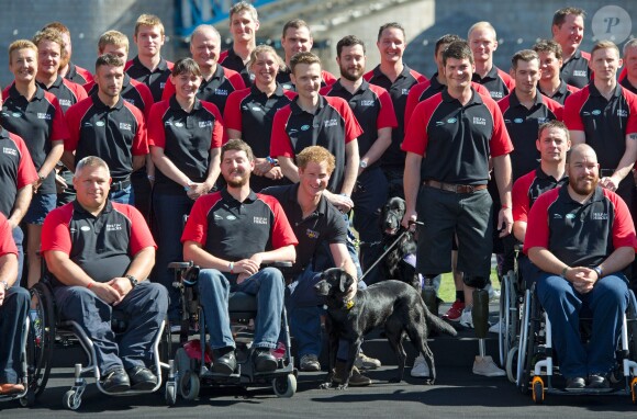 Le prince Harry était présent pour la présentation de l'équipe britannique, riche de 130 représentants, engagée pour les premiers Invictus Games (10-14 septembre 2014), lors d'une conférence de presse à Potters Fields Park à Londres, le 13 août 2014