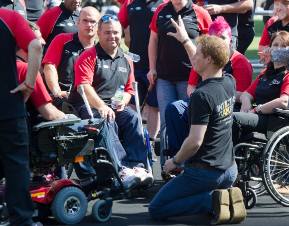 Le prince Harry était présent pour la présentation de l'équipe britannique, riche de 130 représentants, engagée pour les premiers Invictus Games (10-14 septembre 2014), lors d'une conférence de presse à Potters Fields Park à Londres, le 13 août 2014