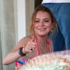 Lindsay Lohan, détendue, pendant ses vacances à Mykonos en Grèce, le 7 août 2014.