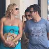 Exclusif - L'imitateur Laurent Gerra et sa compagne Christelle Lyon se promènent dans les rues de Saint-Tropez, jeudi 7 août 2014.