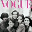 Naomi Campbell, Linda Evangelista, Tatjana Patitz, Christy Turlington et Cindy Crawgord en couverture de Vogue British. Janvier 1990. Photo par Peter Lindbergh.