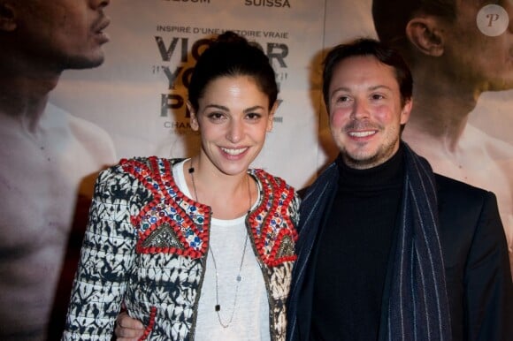 Davy Sardou et sa femme Noémie Elbaz - Avant-première du film "Victor Young Perez" à Paris, le 19 novembre 2013. 