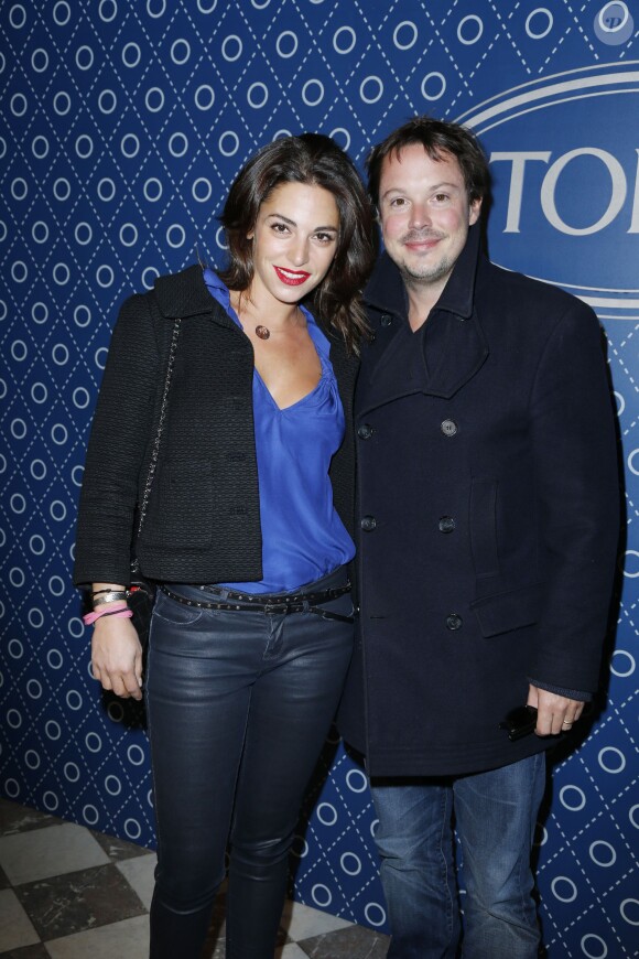 Davy Sardou et sa femme Noemie Elbaz - Présentation de la collection "Signature" de Tod's à l'ambassade d'Italie à Paris, pendant la Fashion Week. Le 01 Octobre 2012.