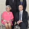 La Baronne Philippine de Rothschild, Jean-Pierre de Beaumarchais, Frédéric Mitterrand et Mr Alain Juppé. Dîner du Conseil des Grands Crus classés en 1855 au château Mouton Rothschild le 16 juin 2013.
