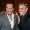 Jean Dujardin et George Clooney à Paris, le 12 février 2014.