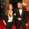 Angelina Jolie et Brad Pitt aux BAFTA Awards à Londres le 16 février 2014. Le mariage du couple a eu lieu en France le 23 août 2014.