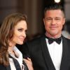 Angelina Jolie et Brad Pitt aux BAFTA Awards à Londres le 16 février 2014. Le mariage du couple a eu lieu en France le 23 août 2014.