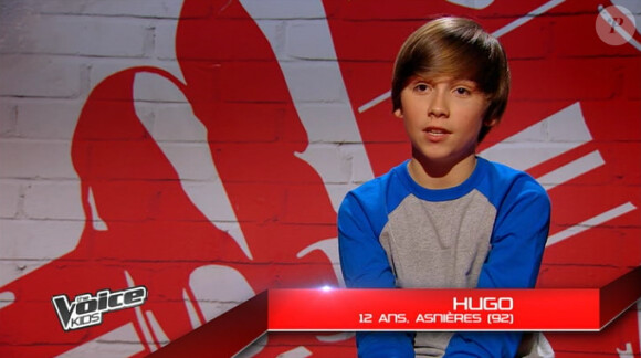 Hugo dans The Voice Kids, le 30 août 2014 sur TF1.