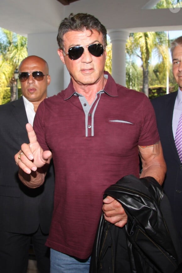 Sylvester Stallone - L'équipe du film "Expendables 3" arrive pour la promotion du film à l'hôtel à Marbella, le 5 août 2014.