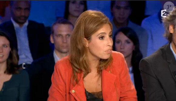 Léa Salamé sur le plateau d'On n'est pas couché sur France 2, le samedi 30 août 2014.