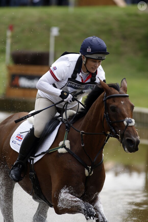 Zara Phillips et High Kingdom lors de l'épreuve de cross du concours complet aux Jeux équestres mondiaux, en Normandie le 30 août 2014. La fille de la princesse Anne a décroché à l'issue du concours son billet pour les JO de Rio 2016.