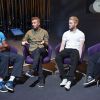 David Beckham, son plâtre et Jonnie Peacock ont organisé une session de motivation avec de jeunes athlètes britanniques, avant les Sainsbury's 2014 School Games dont ils sont les ambassadeurs, au Musée de Londres le 2 septembre 2014