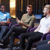 David Beckham et Jonnie Peacock ont organisé une session de motivation avec de jeunes athlètes britanniques, avant les Sainsbury's 2014 School Games dont ils sont les ambassadeurs, au Musée de Londres le 2 septembre 2014