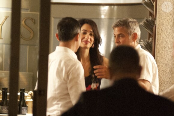 George Clooney et Amal Alamuddin ont dîné en Italie à Cernobbio le 17 juillet 2014