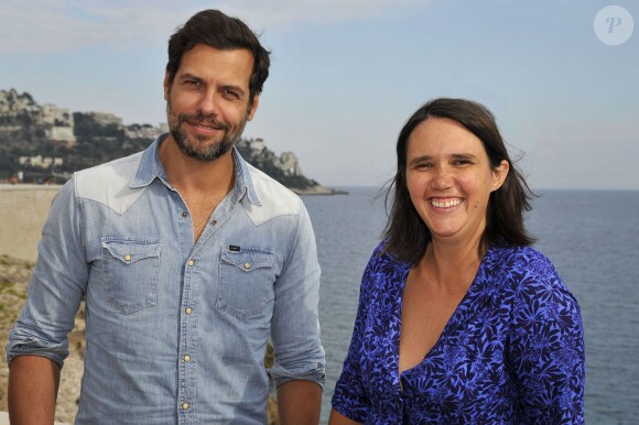 Laurent Lafitte et la réalisatrice Jeanne Herry, fille de Julien Clerc et Miou-Miou, à Nice à l'hôtel La Perouse, le 5 septembre 2014, pour présenter le long métrage "Elle l'adore"