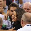 Marin Cilic félicité par sa compagne Kristina Milkovic après sa victoire à l'US Open à New York le 8 septembre 2014. 