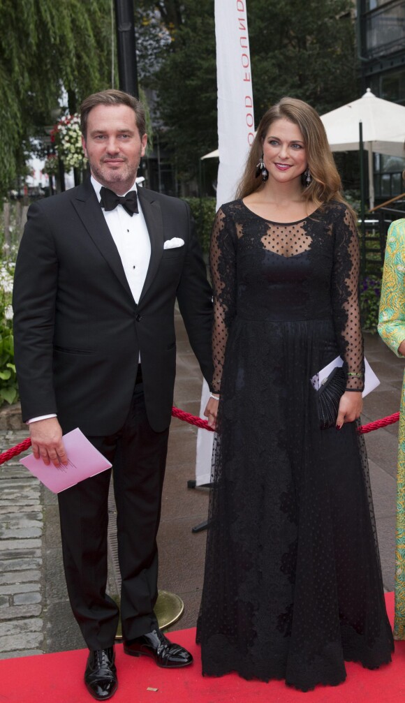 Chris O'Neill et la princesse Madeleine au Berns Hotel, à Stockholm le 8 septembre 2014, pour le gala des 15 ans de la World Childhood Foundation.