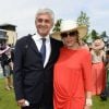 Hervé Morin et sa compagne Elodie Garamond (enceinte de leur fille Alma née en septembre 2013) - Prix de Diane Longines à l'hippodrome de Chantilly le 16 juin 2013.