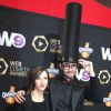 Cyprien et sa compagne lors de la cérémonie du Web "Les Web Comedy Awards" à Bobino. Le 21 mars 2014.