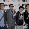 Les humoristes Cyprien, Norman et Hugo tout seul lors de la soirée Fifa 13 à l'Olympia, le 25 septembre 2012.