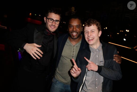 Cyprien, Anthony Kavanagh et Norman lors des Web Comedy Awards à Bobino, le 21 mars 2014.