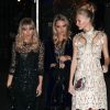 Suki Waterhouse, Cara Delevingne et Poppy Delevingne quittent une soirée de cloture pour la fashion week londonienne 