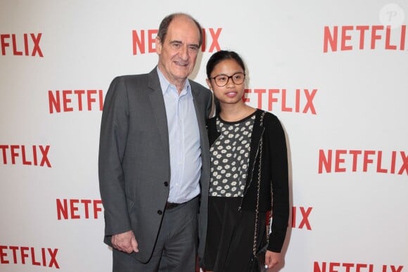 Pierre Lescure et sa fille Anna lors de la soirée de lancement de Netflix France chez Faust, Paris, le 15 septembre 2014.