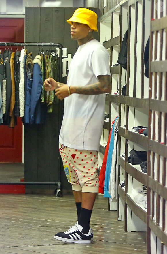 Chris Brown fait la promotion de son nouvel album, X, à Los Angeles. Le 16 septembre 2014.