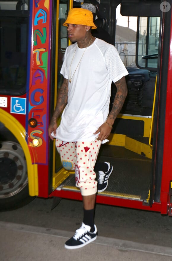 Chris Brown fait la promotion de son nouvel album, X, à Los Angeles. Le 16 septembre 2014.
