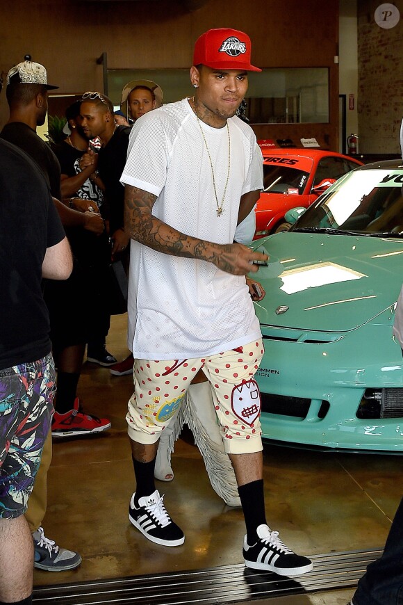 Chris Brown fait la promotion de son nouvel album, X, à Los Angeles. Le 16 septembre 2014.