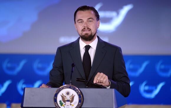 Leonardo DiCaprio en pleine conférence sur l'environnement et les océans à Washington, le 17 juin 2014.