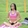 Exclusif - Lisa Opie entretient sa plastique de rêve dans un parc à Miami, le 14 septembre 2014.