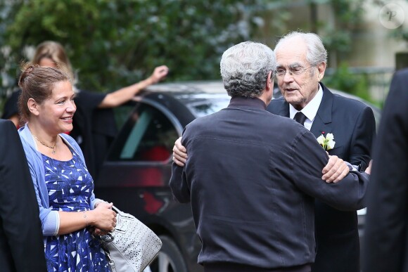 Claude Lelouch et Michel Legrand - Mariage religieux de Michel Legrand et Macha Méril à la cathédrale Saint-Alexandre-Nevsky dans le 17e arrondissement de Paris, le 18 septembre 2014.