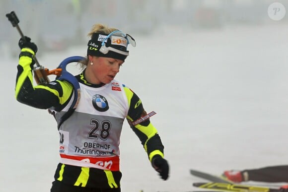 Marie Dorin lors du sprint de la coupe du monde de biathlon le 5 janvier 2013 à Oberhof