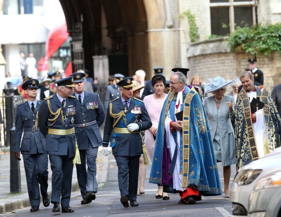 Le prince Charles et la duchesse de Cornouailles assistaient à la messe en l'honneur de la Battle of Britain à l'abbaye de Westminster à Londres, le 21 septembre 2014
