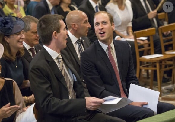 Le prince William lors d'un service religieux en la cathédrale Saint Jean à La Valette le 21 septembre 2014 dans le cadre de sa visite officielle, en remplacement de son épouse Kate Middleton, pour le cinquantenaire de l'indépendance de Malte.