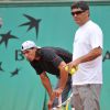 Rafael Nadal et son oncle Toni à l'entraînement à Roland-Garros, le 22 mai 2008 à Paris
