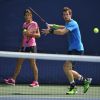 Andy Murray et Amélie Mauresmo à l'entraînement à l'US Open à l'USTA Billie Jean King National Tennis Center de New York le 26 août 2014