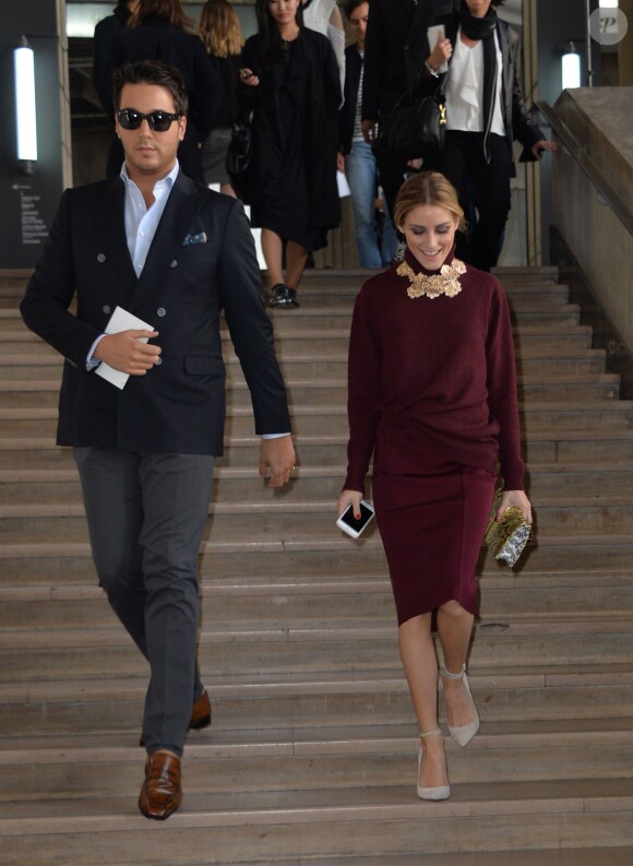 Olivia Palermo arrive au Palais de Tokyo pour assister au défilé Barbara Bui printemps-été 2015. Paris, le 25 septembre 2014.