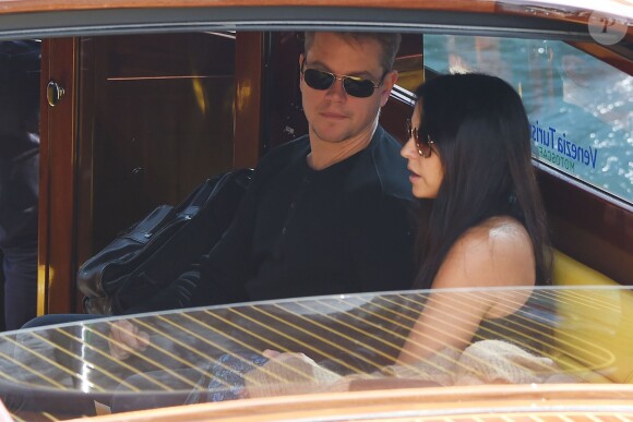 Matt Damon and wife Luciana Barroso arrive in Venice, Italy, September 26, 2014, ahead of George Clooney's wedding. Photo by PictureVideoStore/ABACAPRESS.COM26/09/2014 - Venice