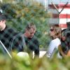 Matt Damon et sa femme Luciana Barroso arrivant à Venise où se déroule le mariage de George Clooney et Amal Alamuddin le 26 septembre 2014