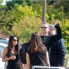 George Clooney et sa future femme Amal Alamuddin arrivant avec leurs amis Cindy Crawford et Rande Gerber pour le mariage à Venise le 26 septembre 2014